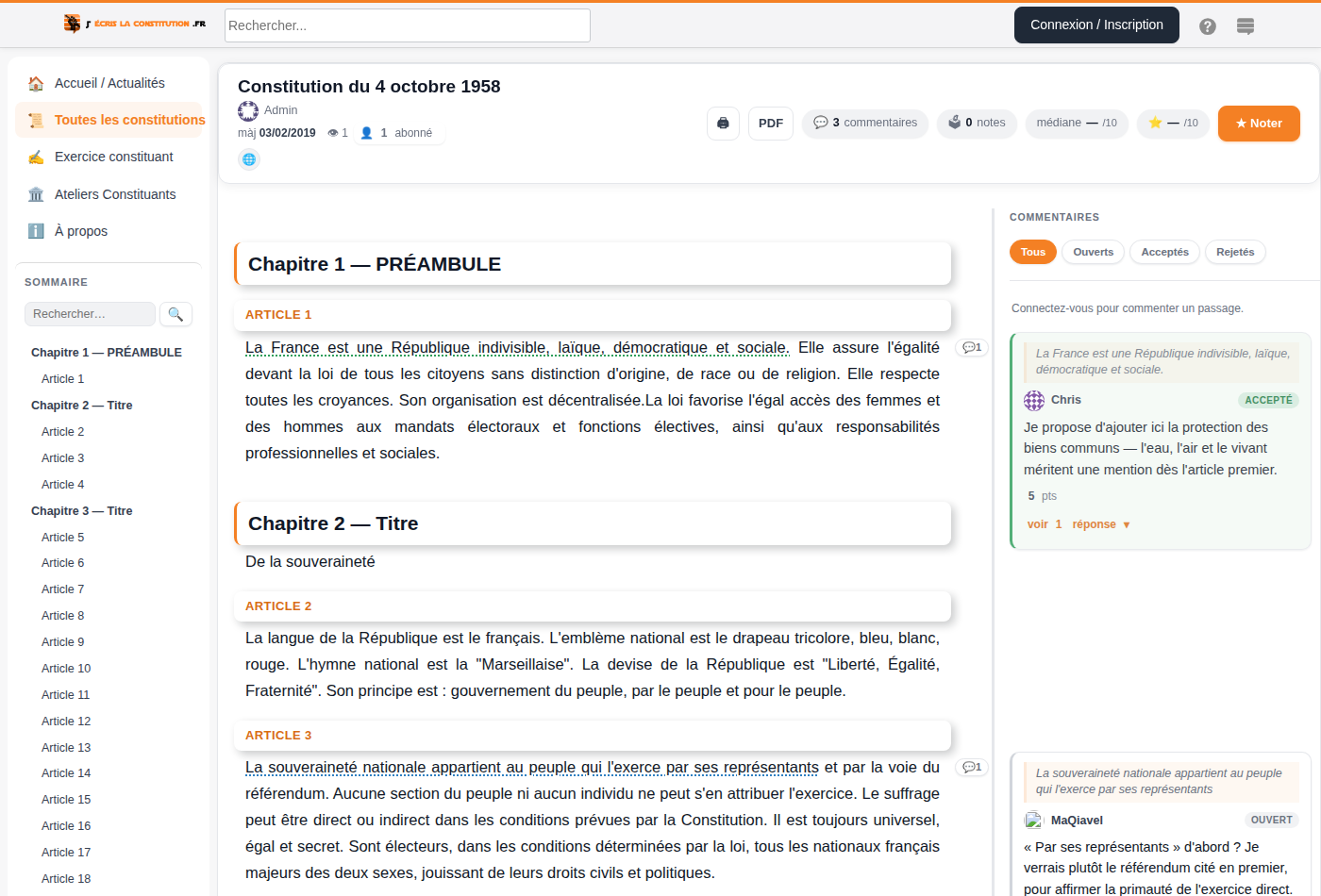commentaires ancrés dans la marge, acceptés ou ouverts