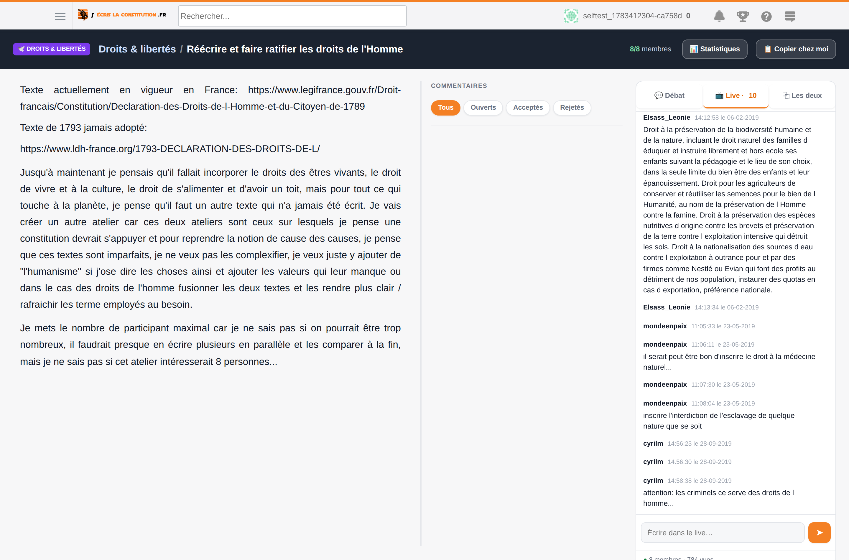Un atelier de rédaction collective en direct : document, débat et chat live des spectateurs
